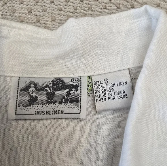 Women's RICHARD MALCOLM White 100% Irish Linen Shirt Size Small - Picture 2 of 12